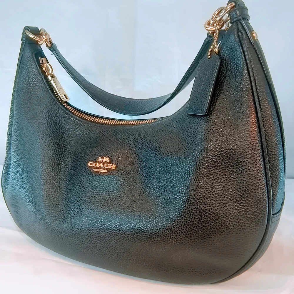 COACH 2017 Black Pebbled‎ Leather Harley Hobo Bag, F38250
