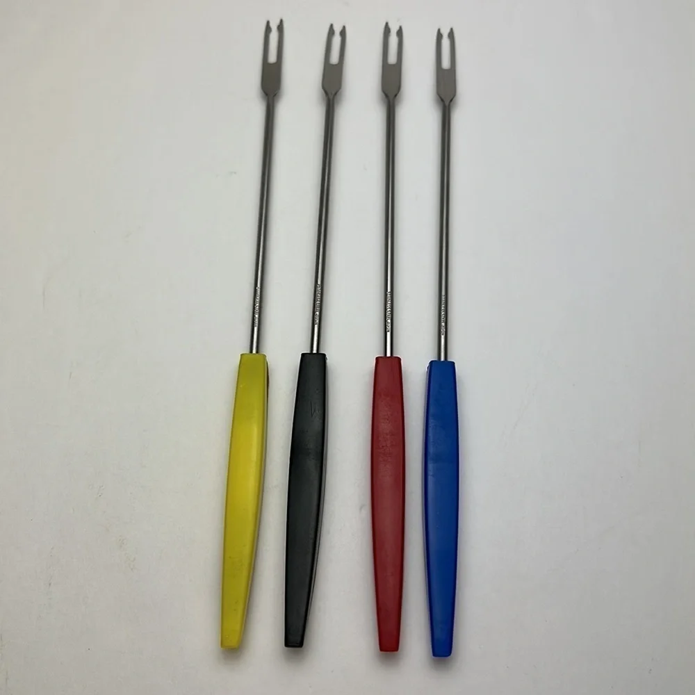 Vintage Stainless Steel Made‎ in Japan Fondue Forks Skewers Colorful Handle MCM