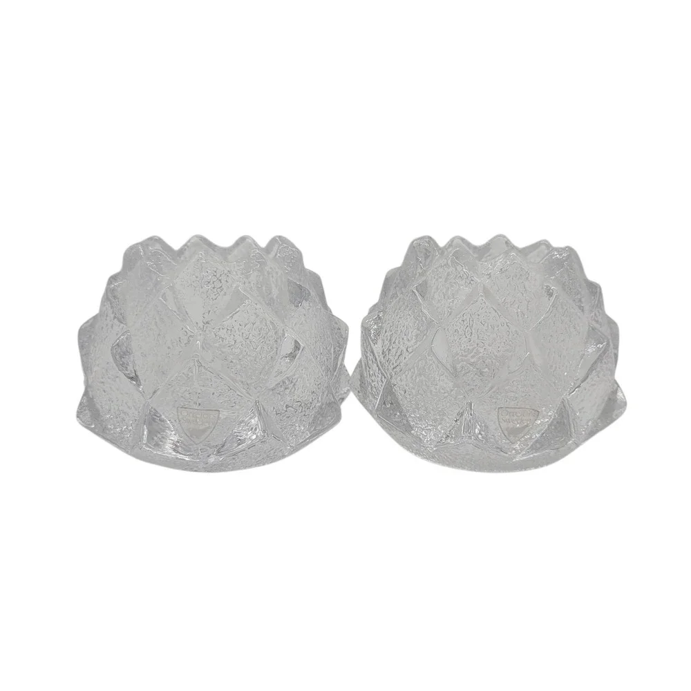 Orrefors‎ Set of Two Swedish firefly artichoke nimbus crystal votive holders