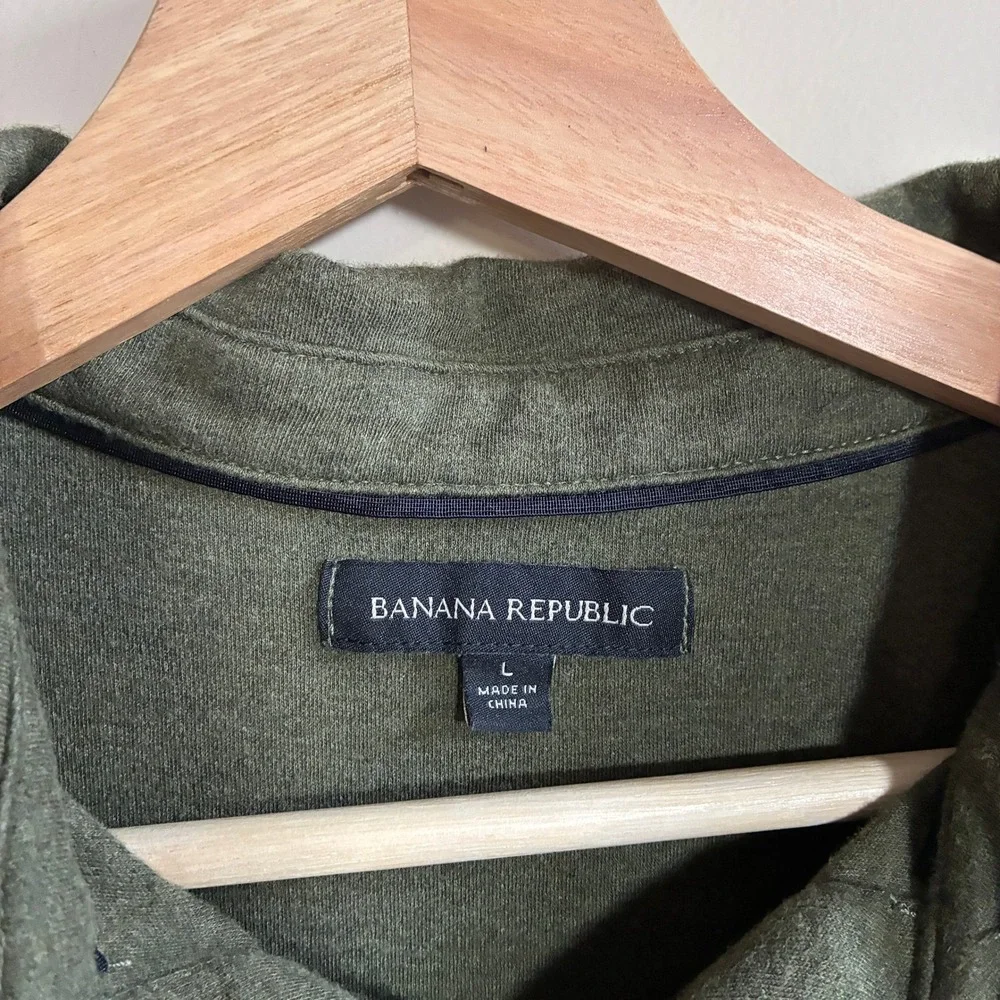 Banana Republic Short Sleeve Polo Shirt Large Olive Green Mens 100% Cotton