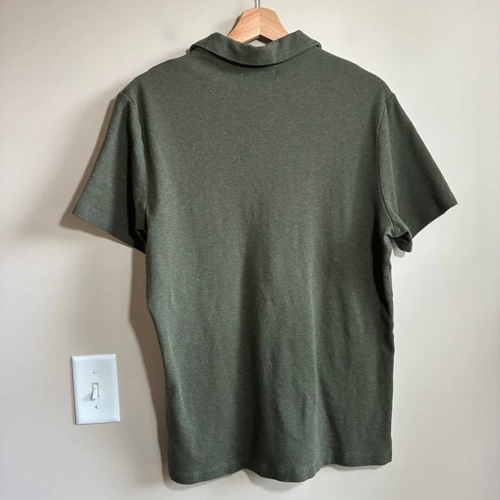 Banana Republic Short Sleeve Polo Shirt Large Olive Green Mens 100% Cotton
