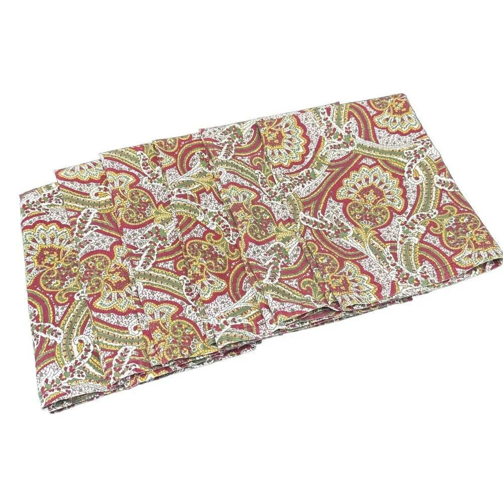 Williams‎ Sonoma PAISLEY Cotton Napkins Made In India 20” Red Green Yellow