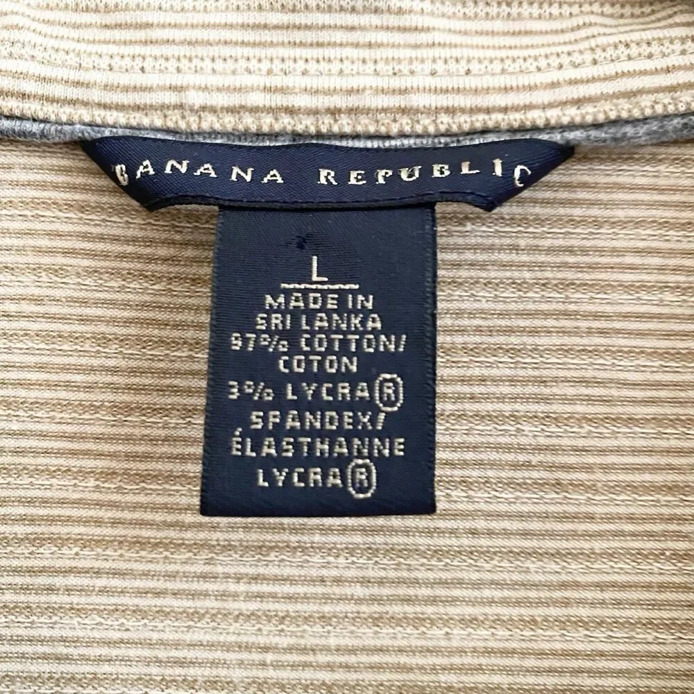 Banana Republic Mens Tan Long‎ Sleeve V-neck Henley Pullover Shirt Large Cotton