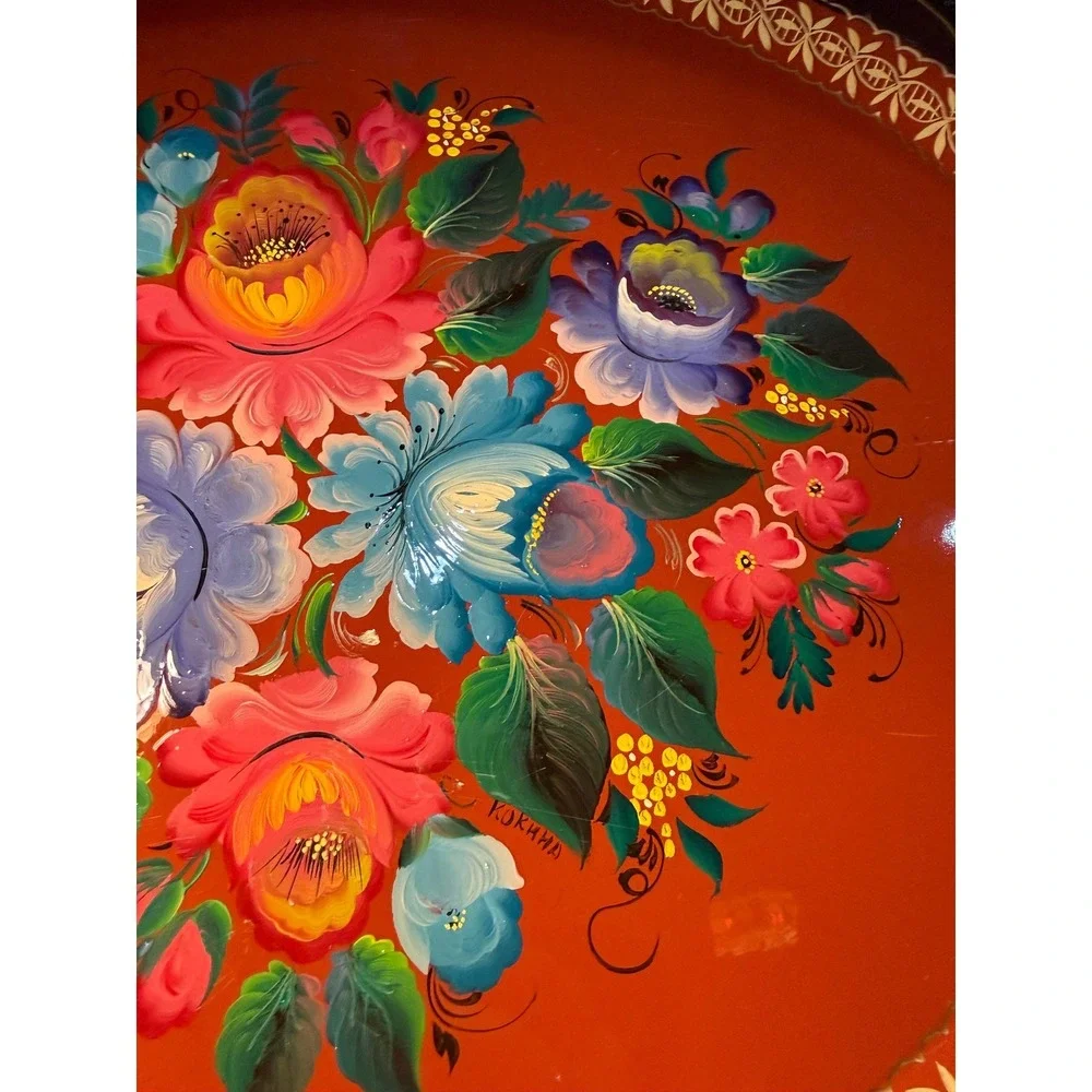 Toleware Zhostovo hand painted