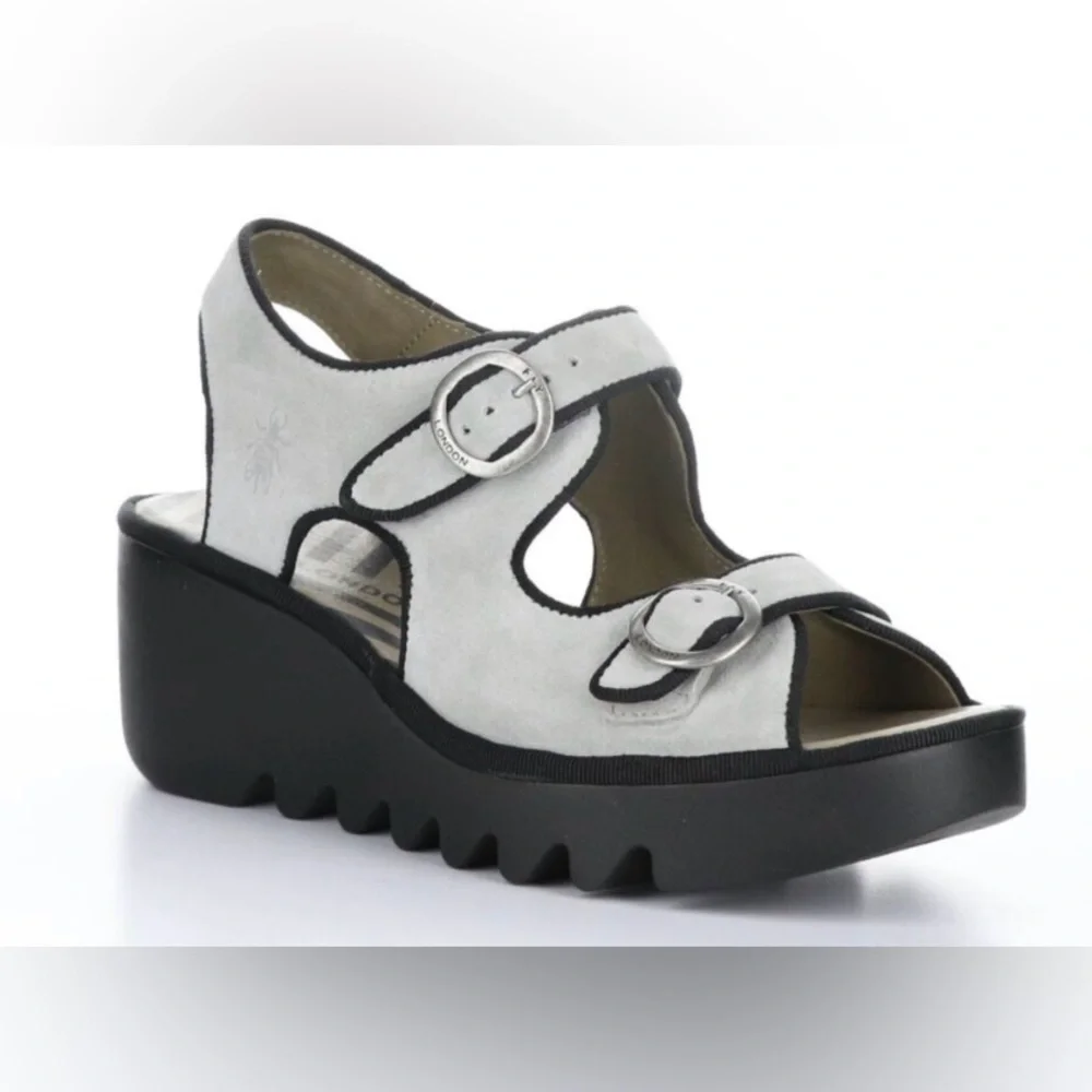 FLY London BARA355FLY platform grey suede platform sandals