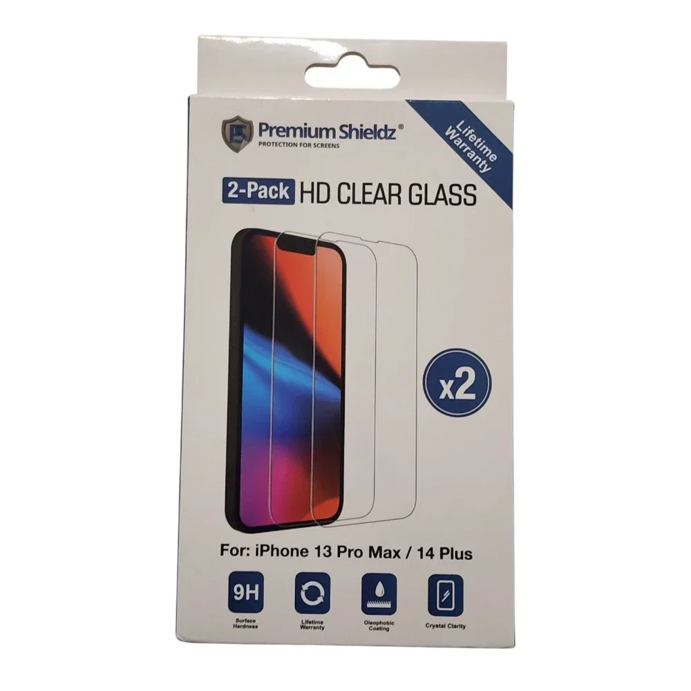 2-Pack Premium Shieldz HD Clear Glass Protector for‎ iPhone 13 Pro Max 14 Plus