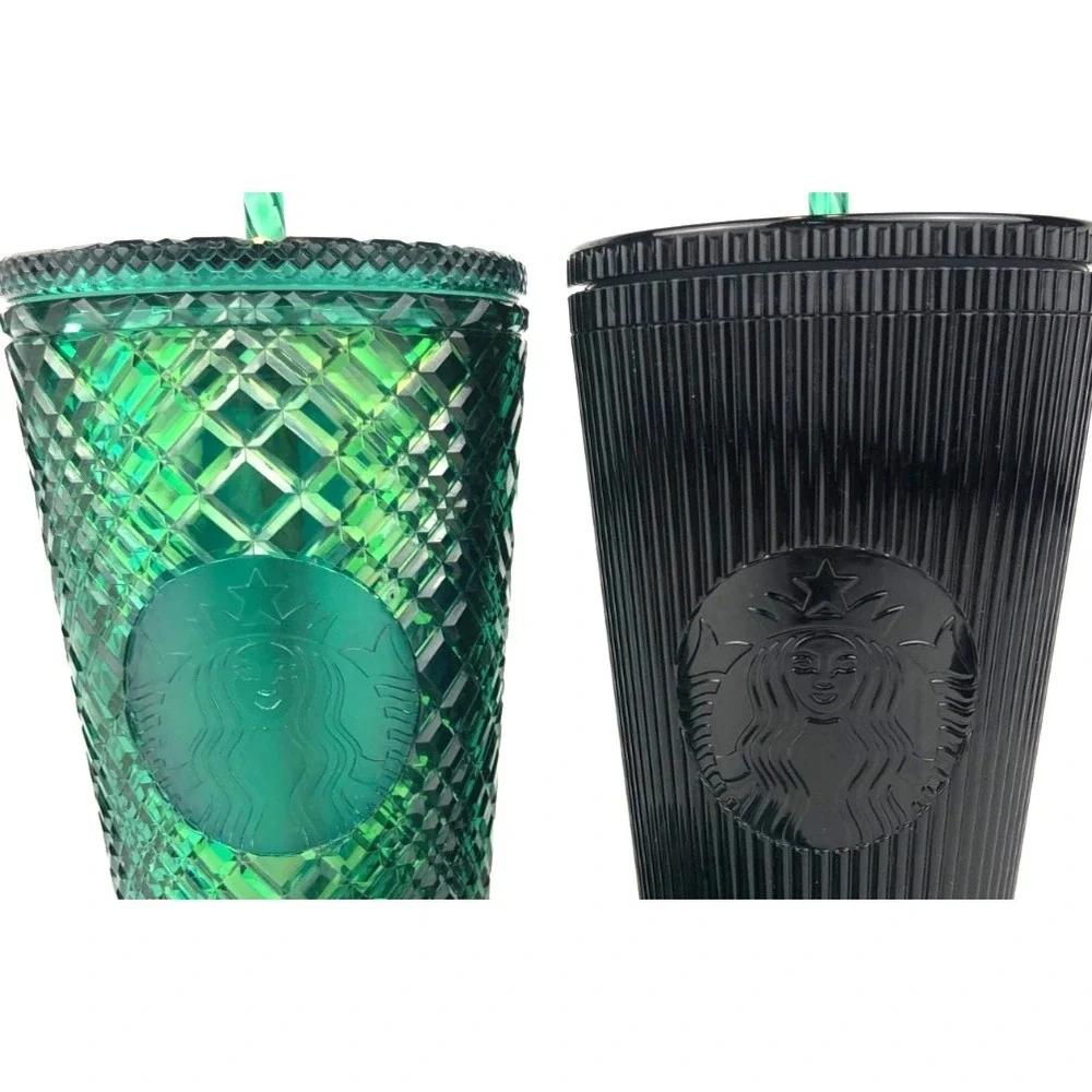 Starbucks Studded Tumblers Bundle – Matte Black &‎ Jewel Green 16 oz w/ Lids