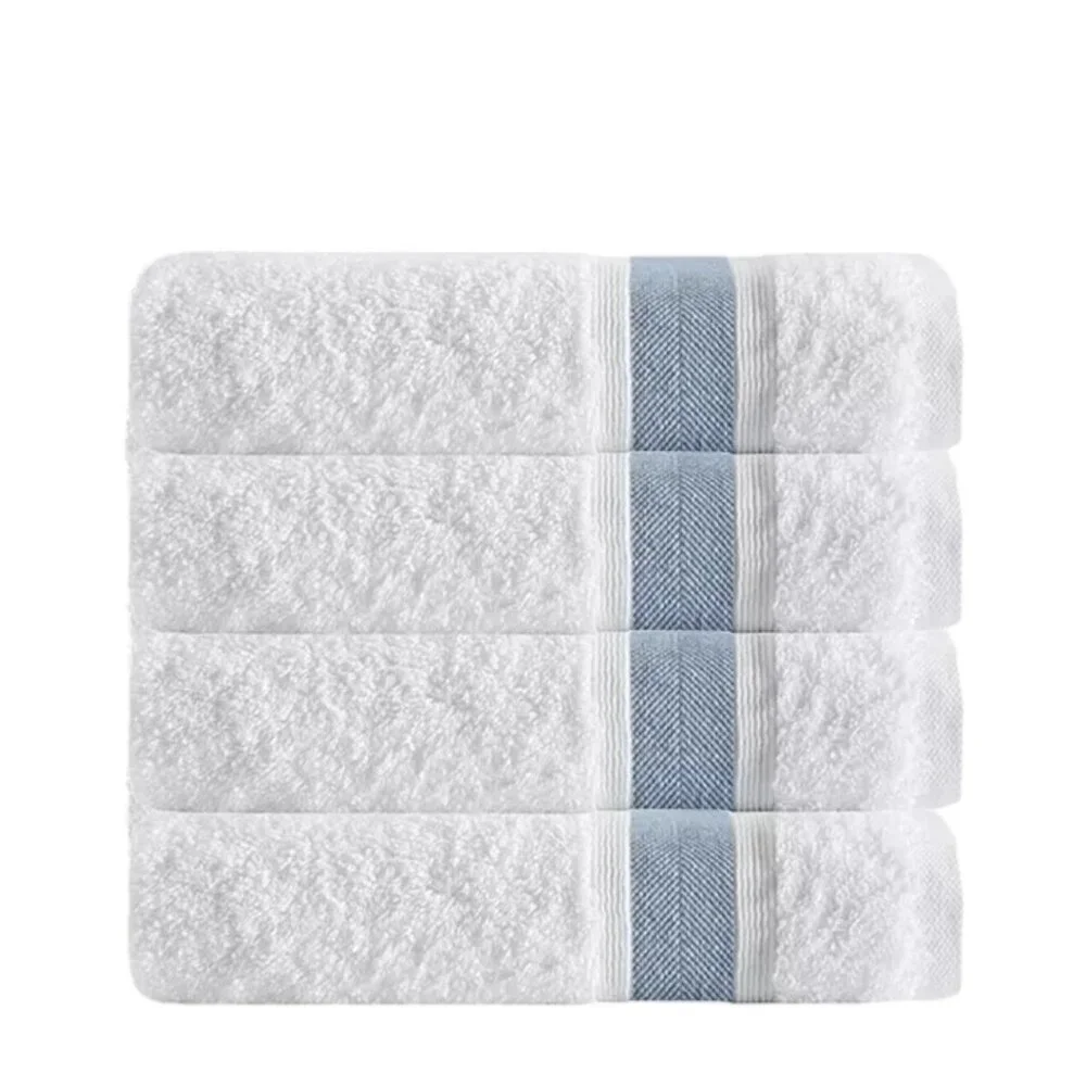 DEPERA HOME‎ Unique 4 Pack Turkish Cotton Wash Towels In Blue/White - Size 12X12