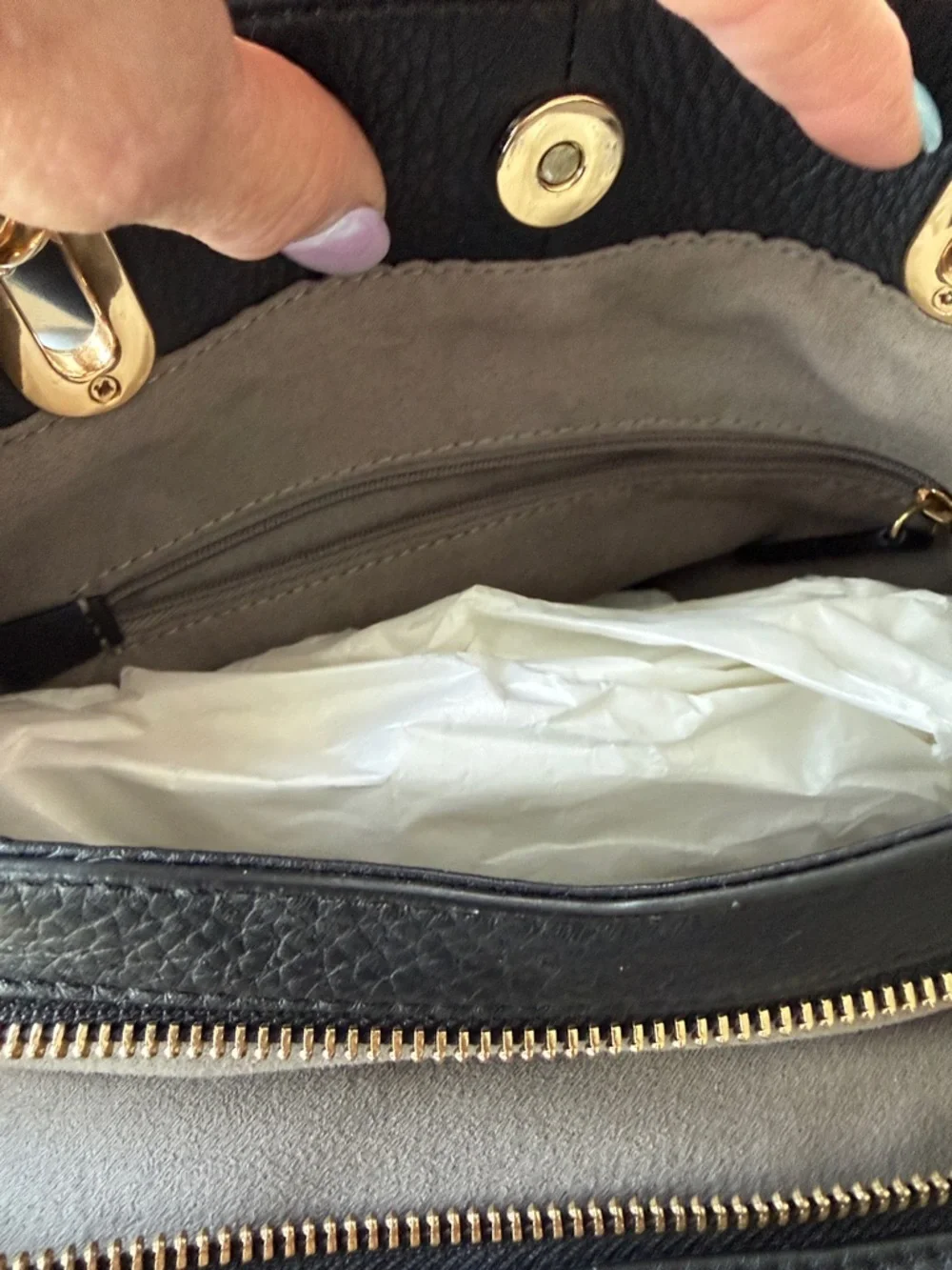 Vince Camuto Black Pebbled Leather Satchel with Tassel