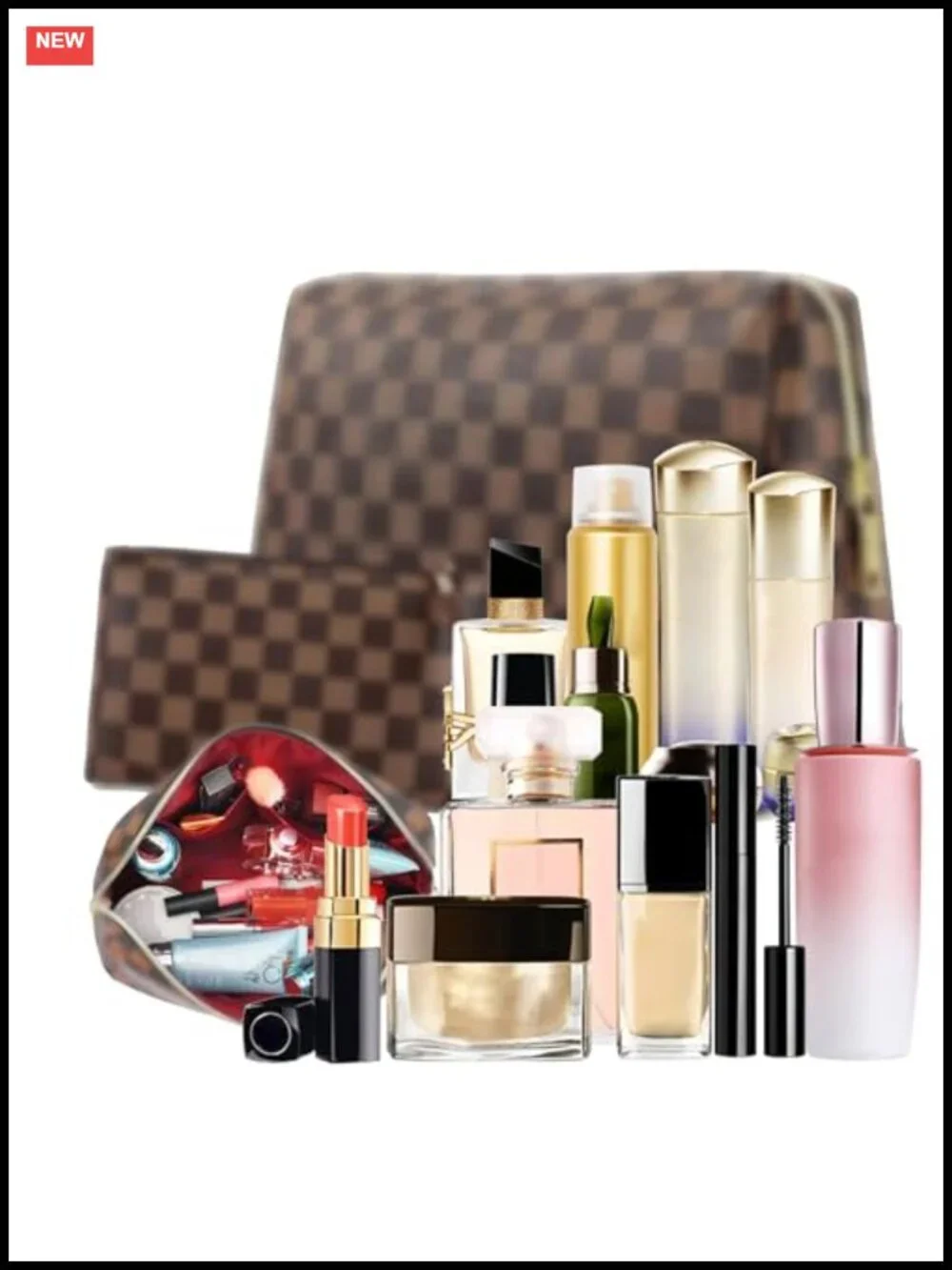 Large Travel Makeup Bag Set 2 Pack Waterproof PU Leather Cosmetic Organizer