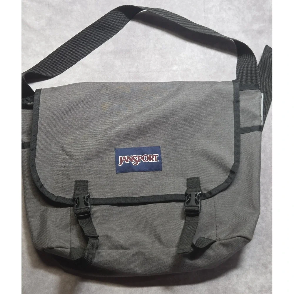 Y2K Vintage Jansport Grey/Black Messenger Bag 14