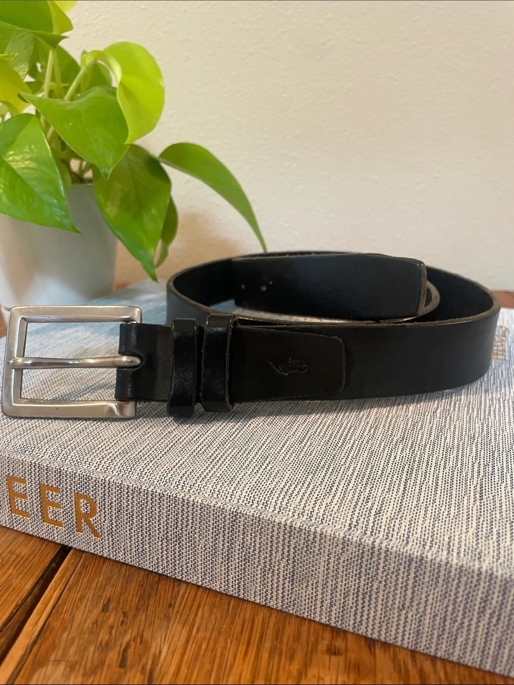 Polo Ralph Lauren Black Leather Belt | Size 34 | Silver Buckle | Polo Pony