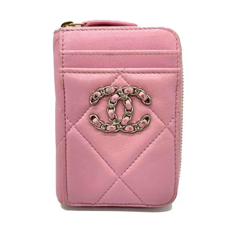 CHANEL Authentic Pink Lambskin Leather Wallet