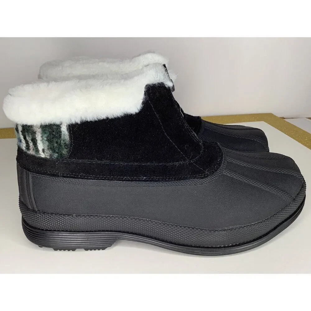 Propet Lumi Women's 11W Ankle zip  black/white Duck Snow Boots