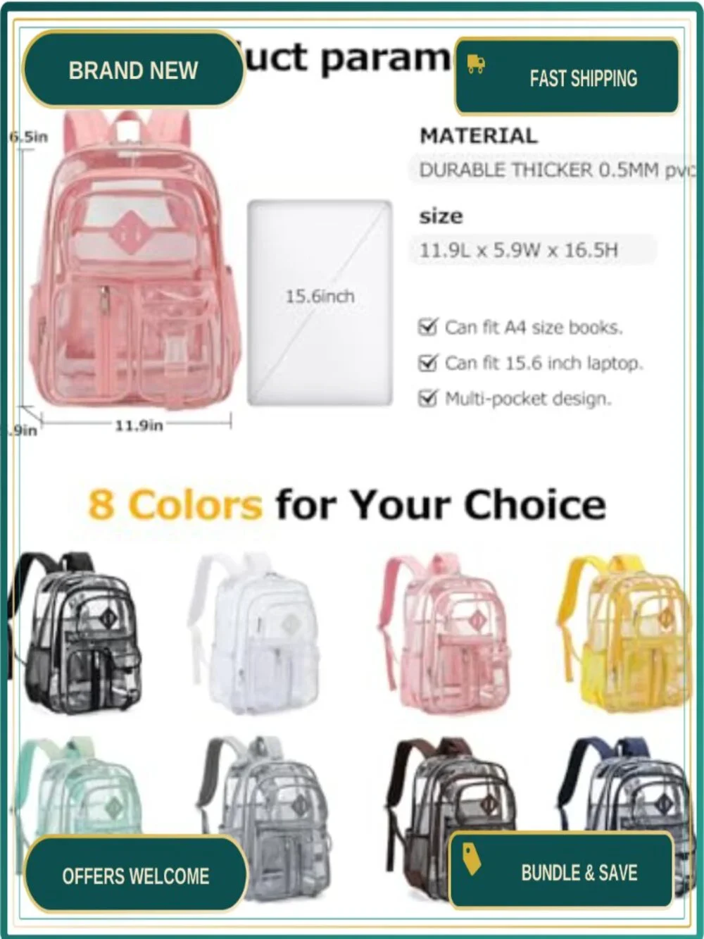 N/A clear backpack