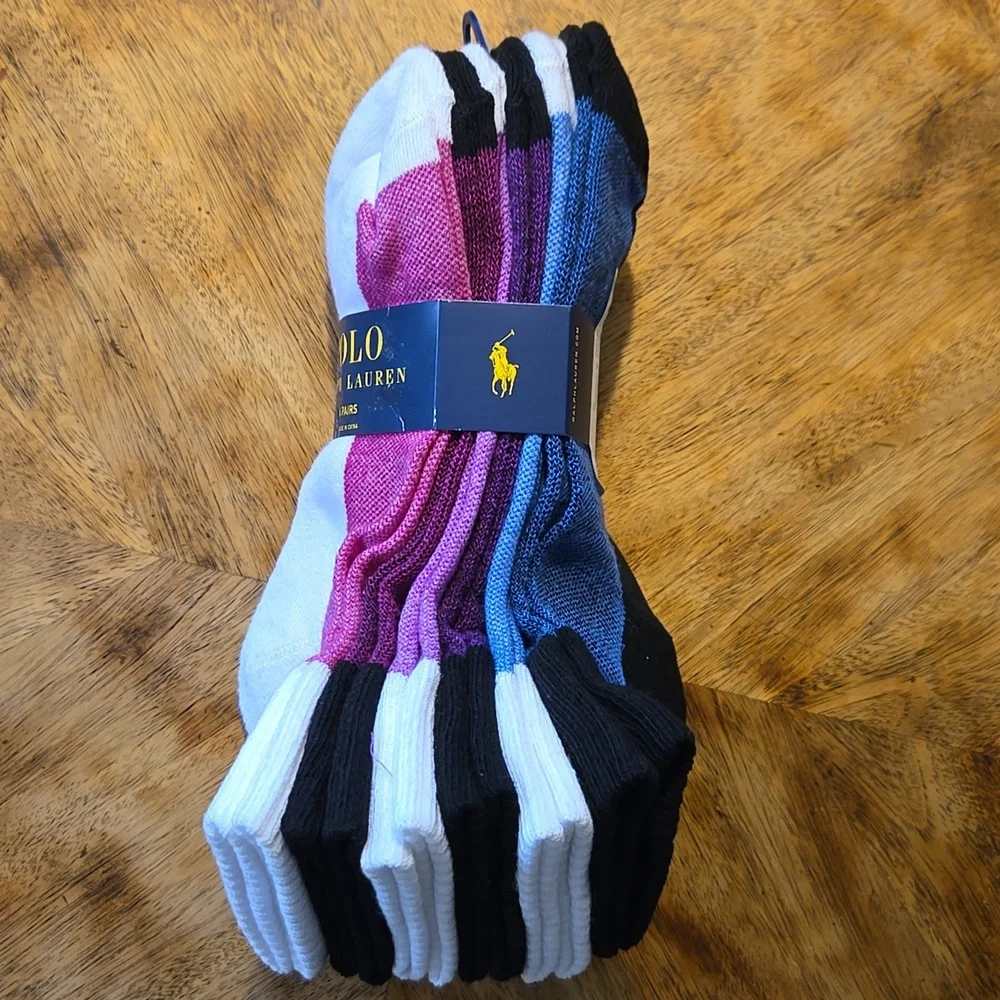 Polo by Ralph Lauren White and Pink Athletic Socks (3-Pack)