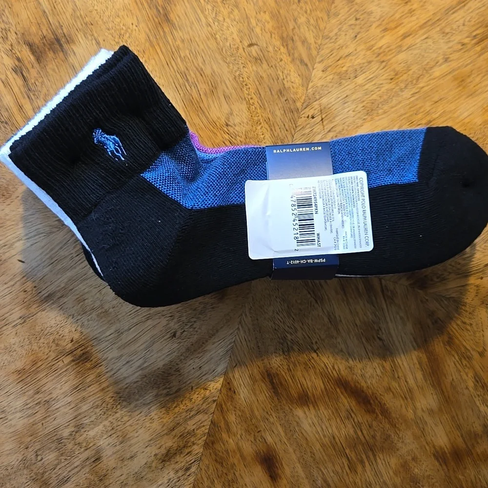 Polo by Ralph Lauren White and Pink Athletic Socks (3-Pack)