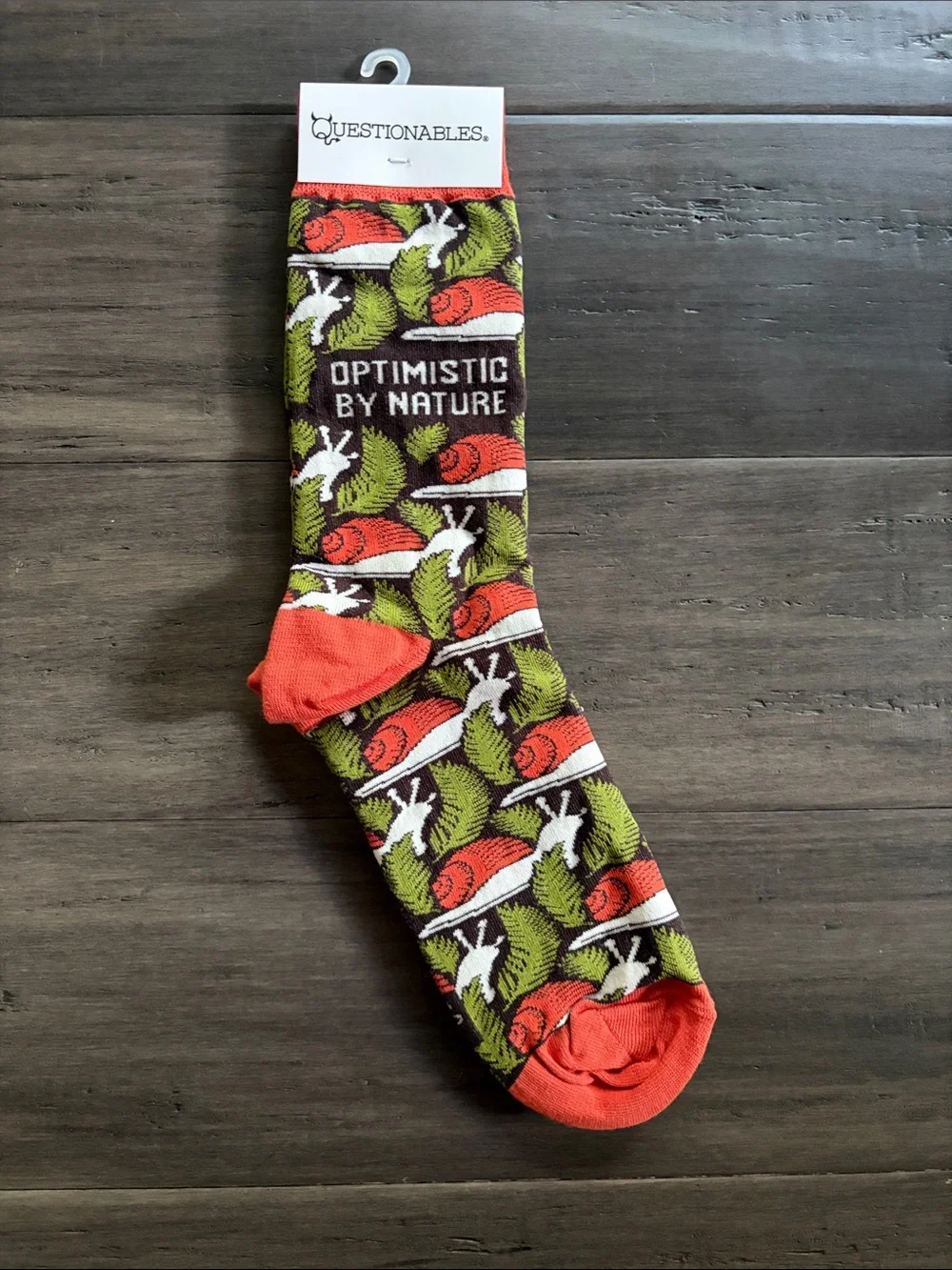 NWT | Questionables Women's 'Optimistic by Nature' Snail Socks