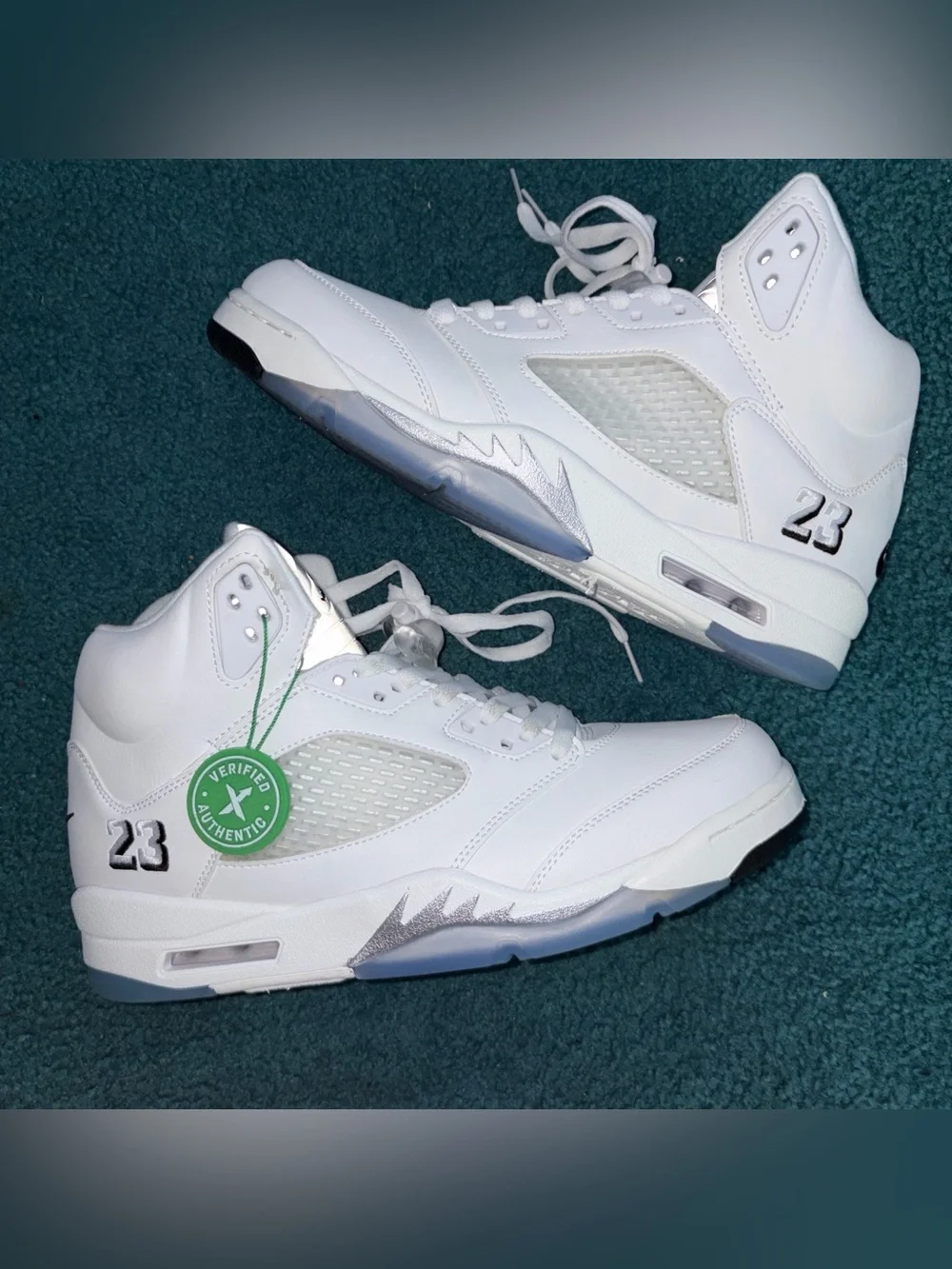 Jordan 5 metallic whites size 10