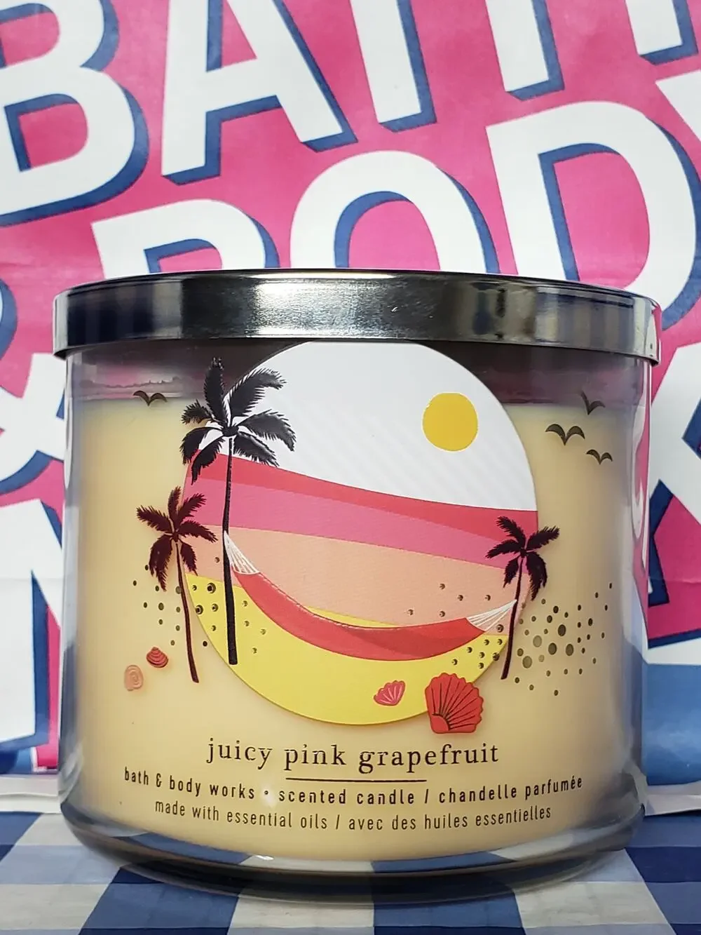 BBW Juicy Pink Grapefruit Large 3 Wick Candle Home Fragrance Decor