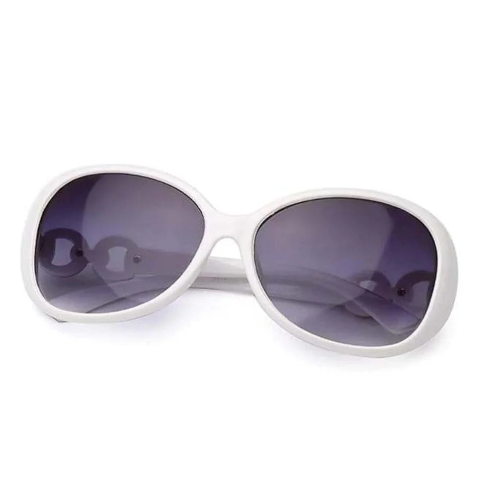 Women's Oversized Oval Sunglasses White Frame Gradient Lenses‎ Fashion Accessory