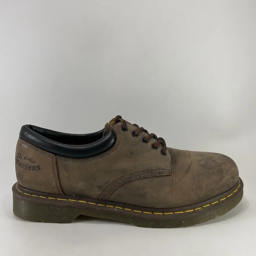 Dr Martens 8053 Brown Crazy Horse Leather Oxfords Mens Size 11 Padded 4-Eye