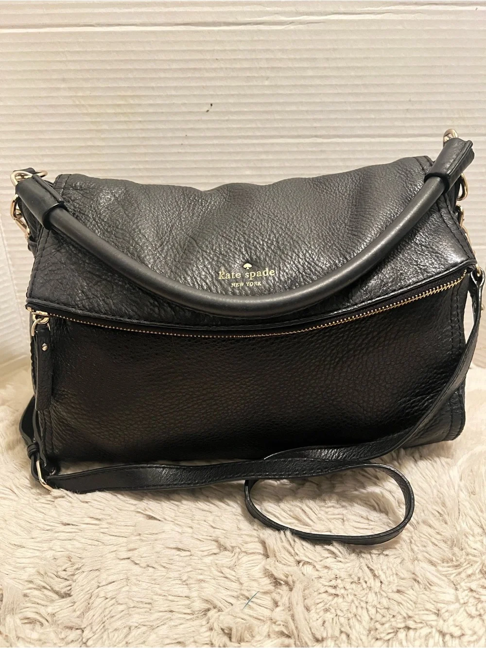 kate spade Cobble Hill Little Minka Black Leather Convertible Shoulder Bag