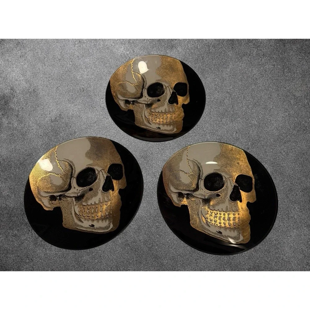 Set of 3 Skull Glass Plates 8.5