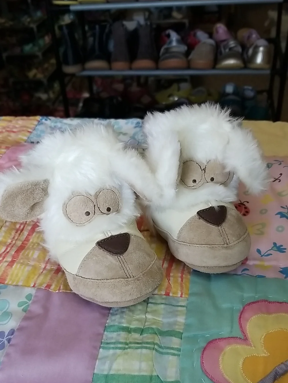 Robeez Cream & Tan Leather & Suede Furry Animal Booties O-6