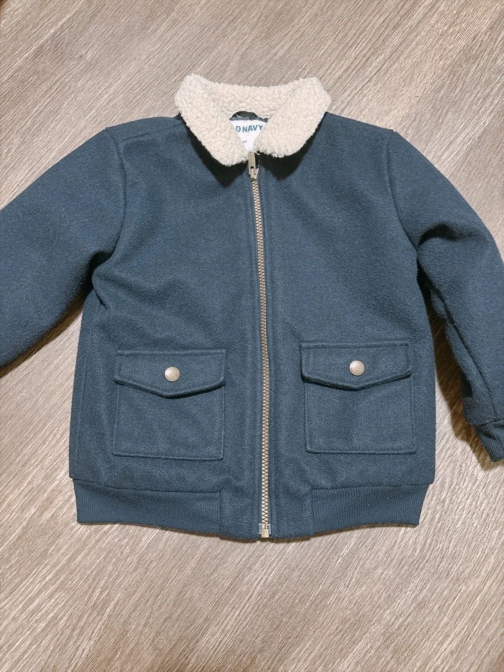 Old Navy Navy Jacket with Cream Sherpa Collar