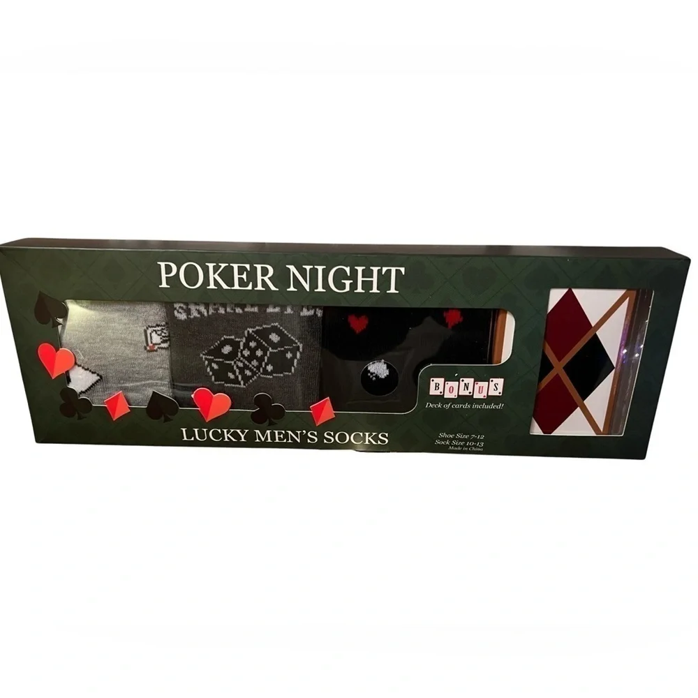 Poker night men’s lucky socks & playing cards