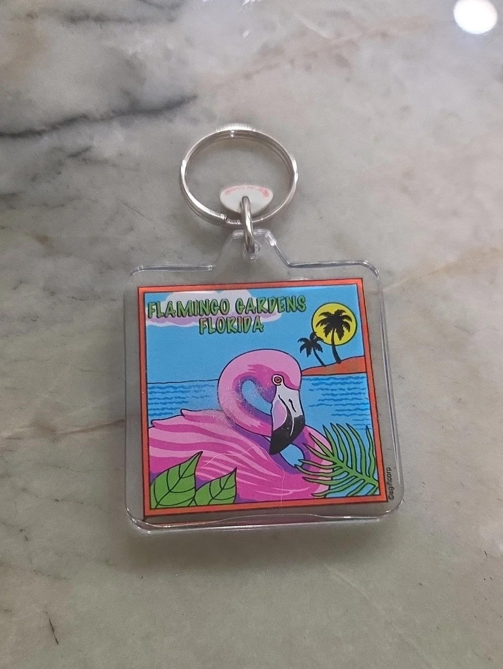 Flamingo Gardens Florida Pink Keychain - Souvenir Accessory