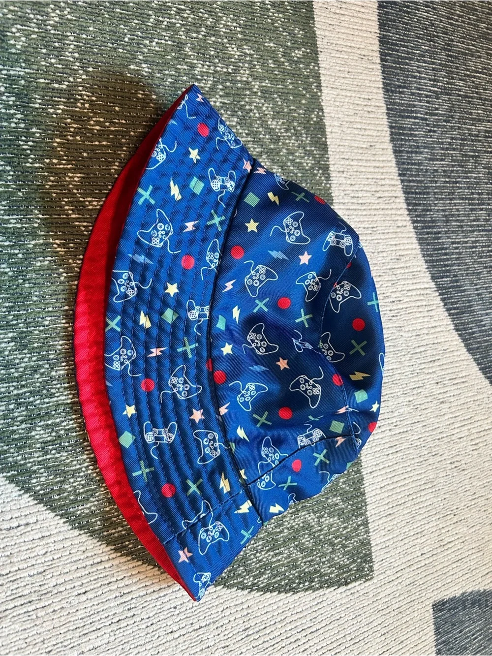 Kids Blue Gamer Print Reversible Bucket Hat - Brand
