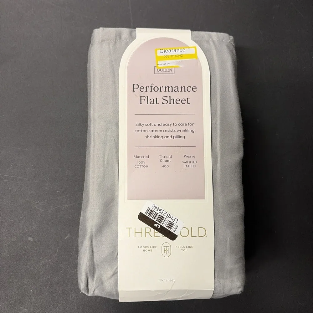 Queen 400 Thread Count Performance Flat Sheet Gray - Threshold: Cotton 20531