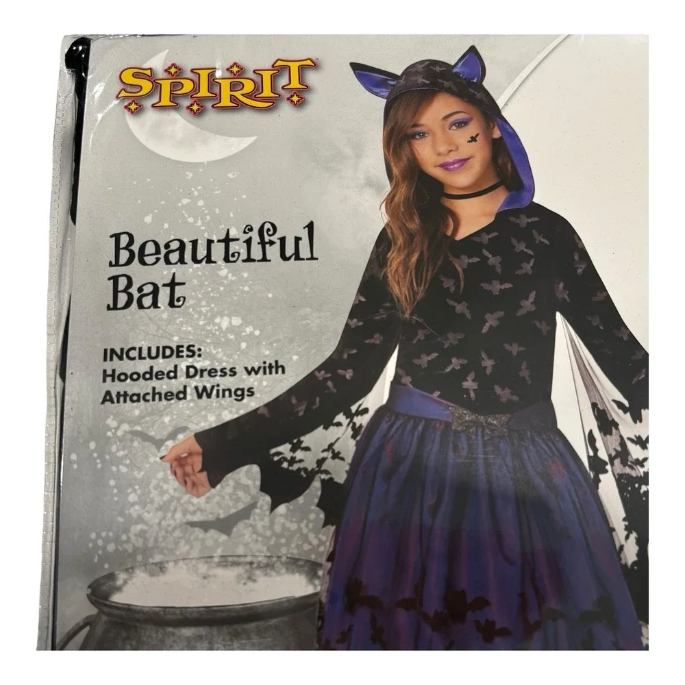 Spirit Halloween Beautiful Bat Costume Child Size Medium 8-10 Wings New Package‎
