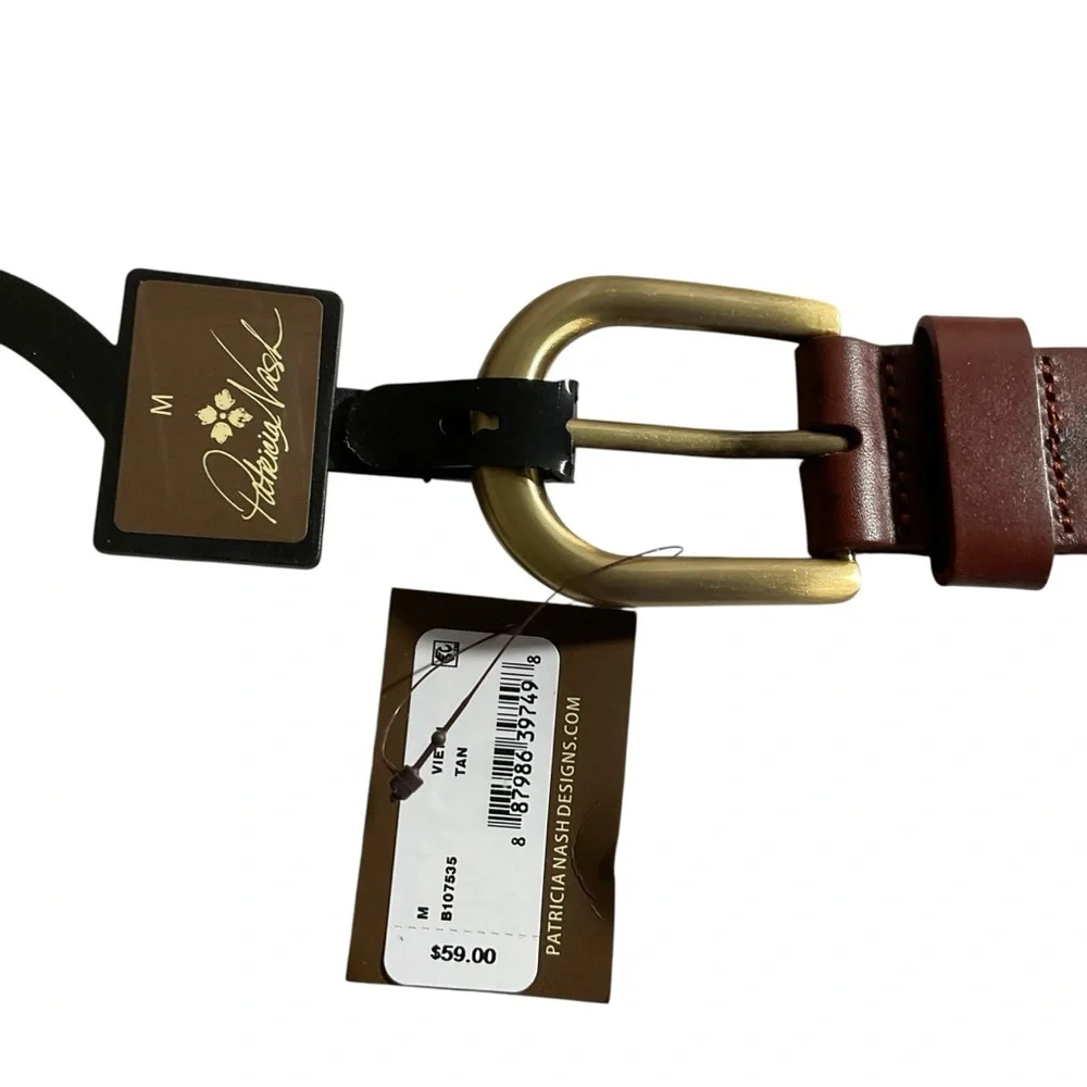 Patricia Nash leather brown belt with signature design, size M. NWT