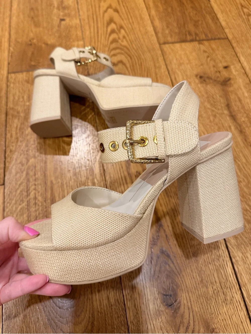 Dolce Vita Bobby Natural Woven Platform Block Heel Sandals