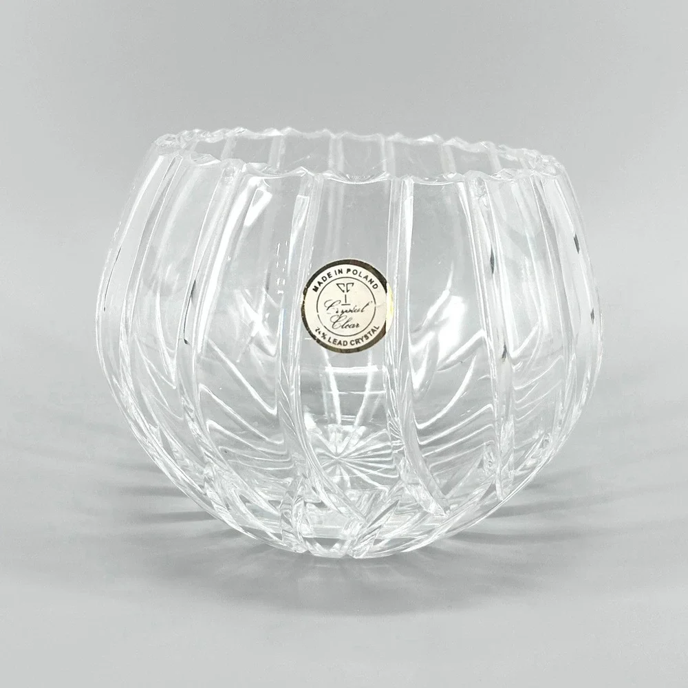 Crystal Clear Industries 24% Lead Crystal Rose Bowl Votive Made in Poland Clear