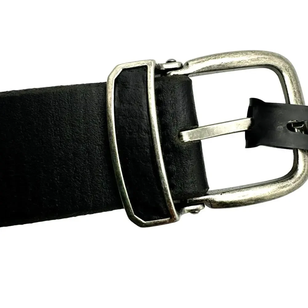 INC | NWT Men's Large 38-40 Black Genuine Leather Western Silver Buckle Belt NEW