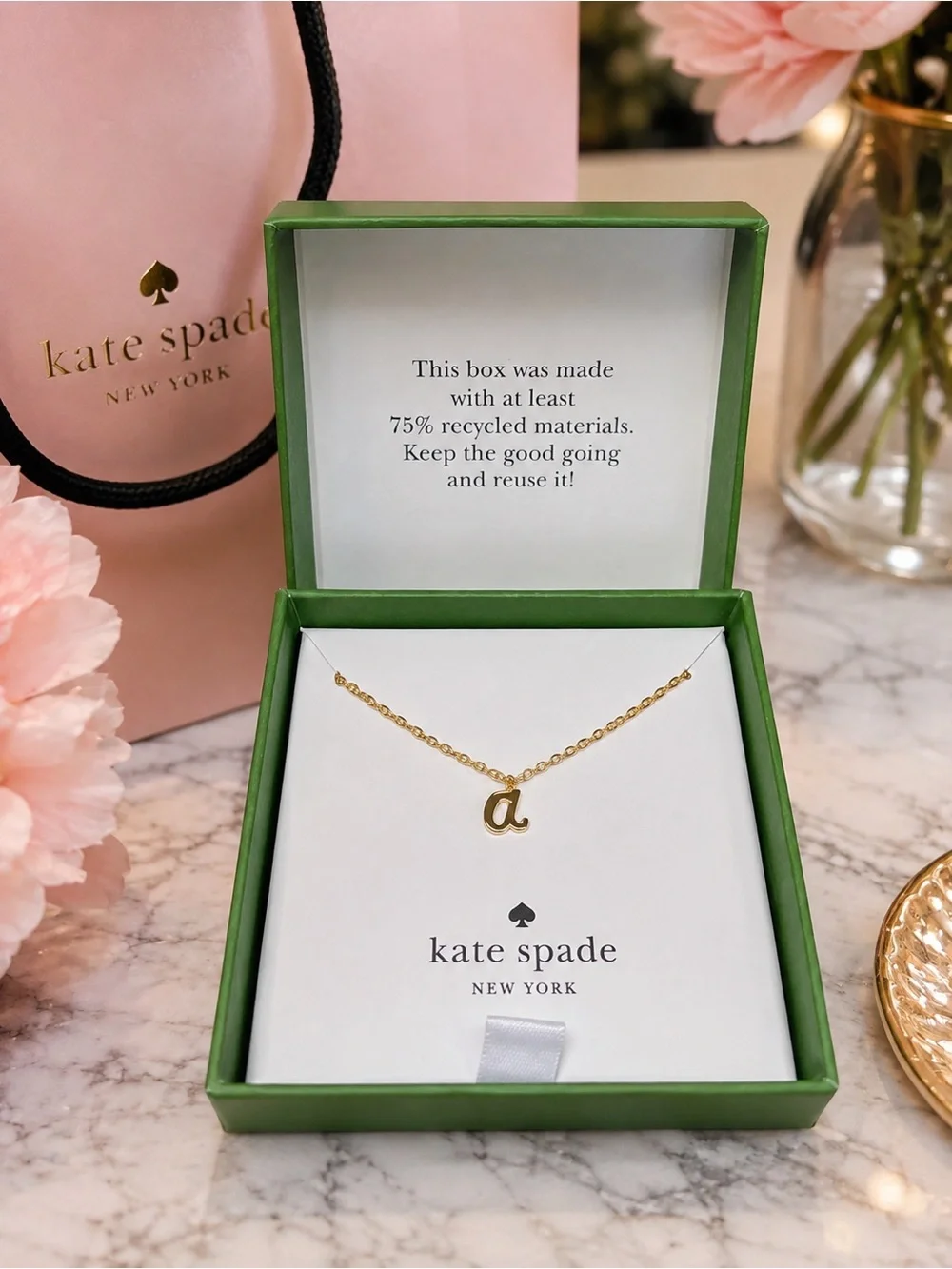 💚 Kate Spade New York “a” Initial Necklace – Gold