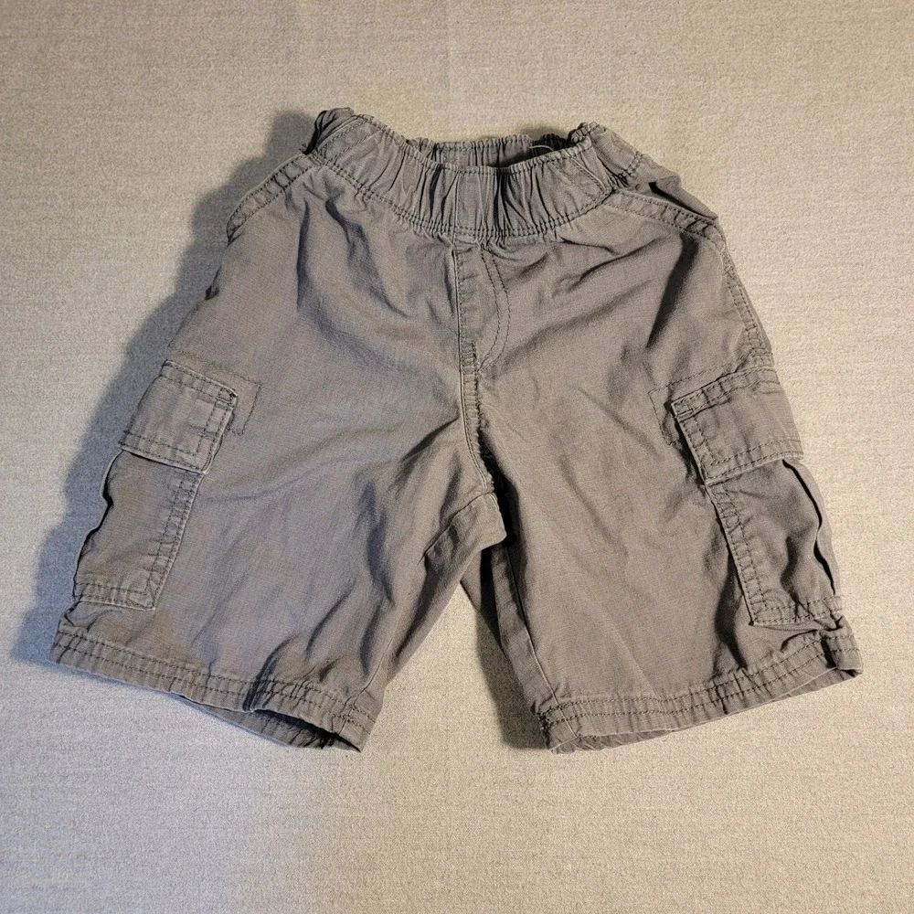 The Children's Place Cargo Shorts Boys 4T Grey Excellent Ripstop Adjustable
