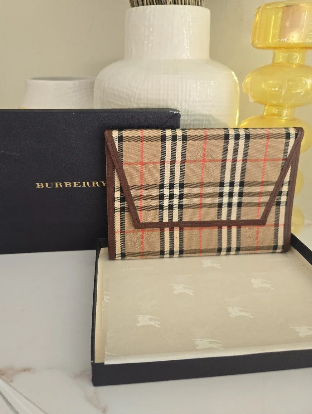 Vintage Burberry Haymarket Check Agenda Or Passport Holder With Box