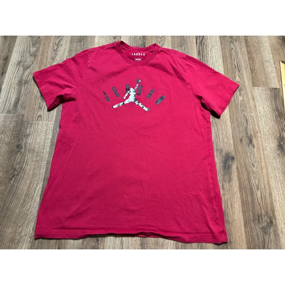 Jordan Shirt Men Size Large Red Jumpman Graphic Short Sleeve Cotton