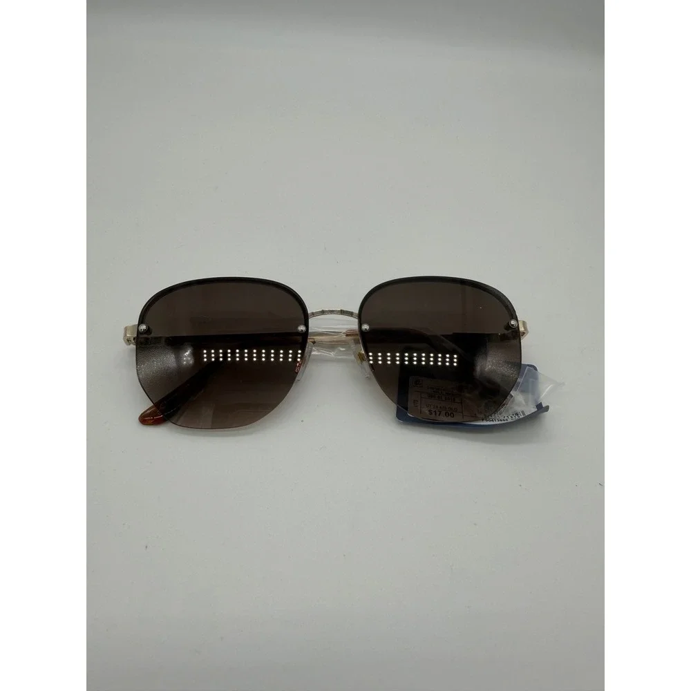 Universal Thread Women Gold Rimless Round Sunglasses Brown Gradient F00413996