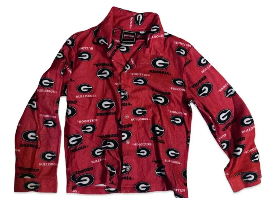 Georgia Bulldogs Boys Fleece Button Up Shirt Size M 8/10