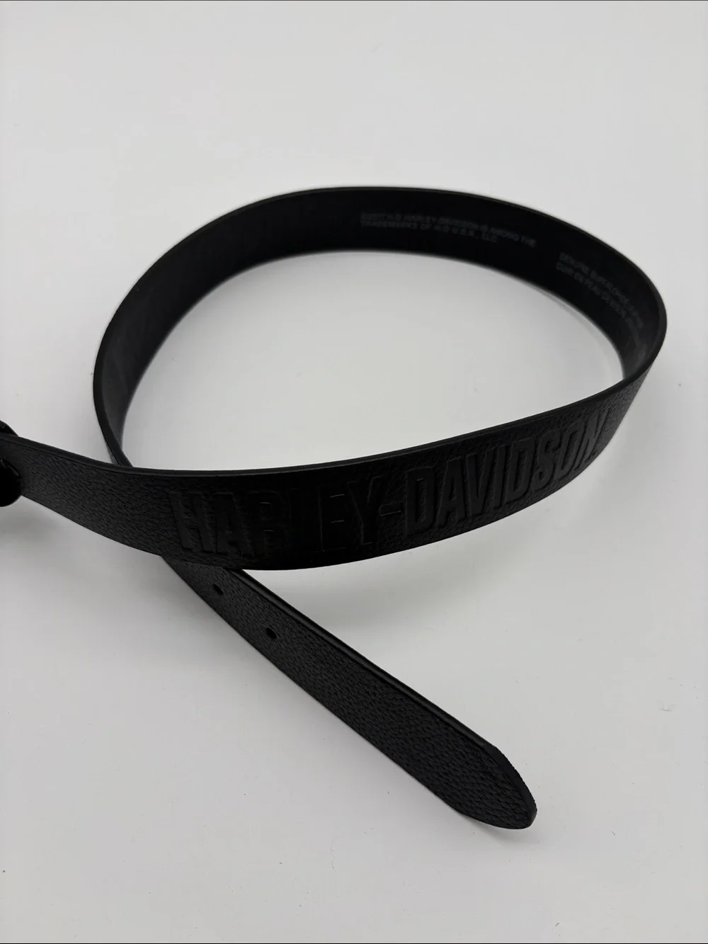 New Harley Davidson Ride The Line Black Buffalohide Spell Out Belt Men Size 32