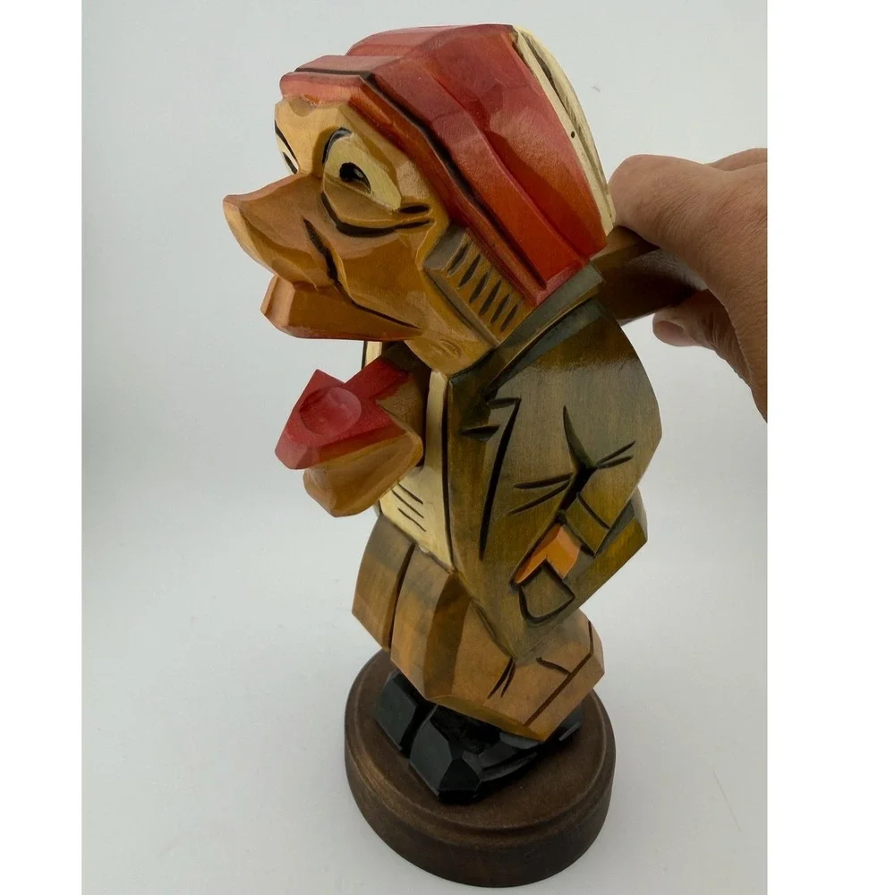 Vintage German Folk Art Wooden Nutcracker Hand Carved Art Lever