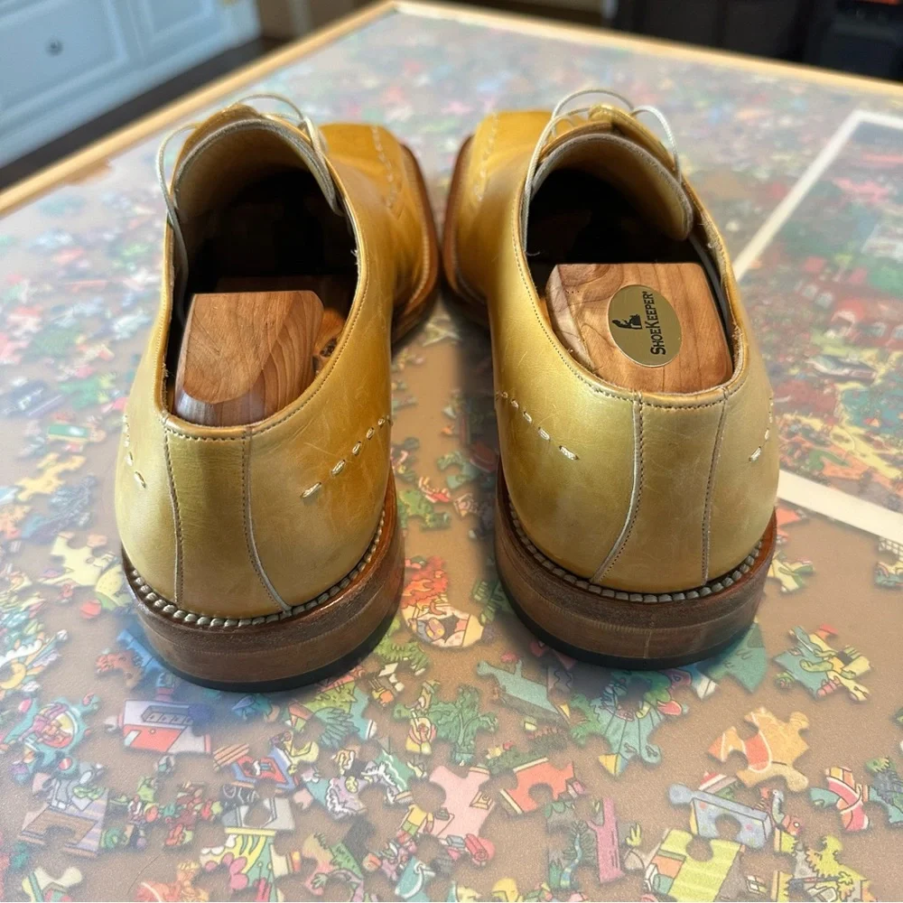 Mezlan Leather Derby Shoes w/ Exposed Stitch Detail