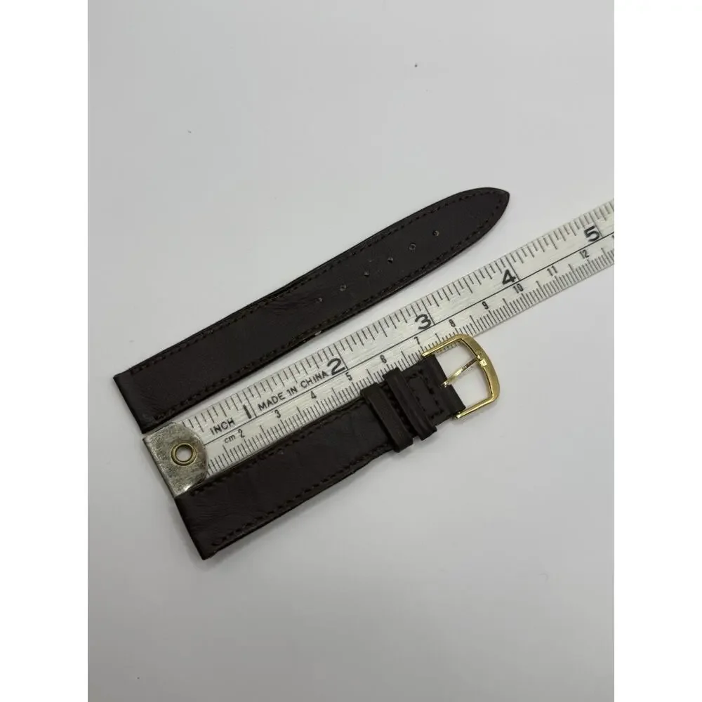 16mm KREISLER Genuine Calfskin Brown NOS Vintage Watch Band & Gold Buckle