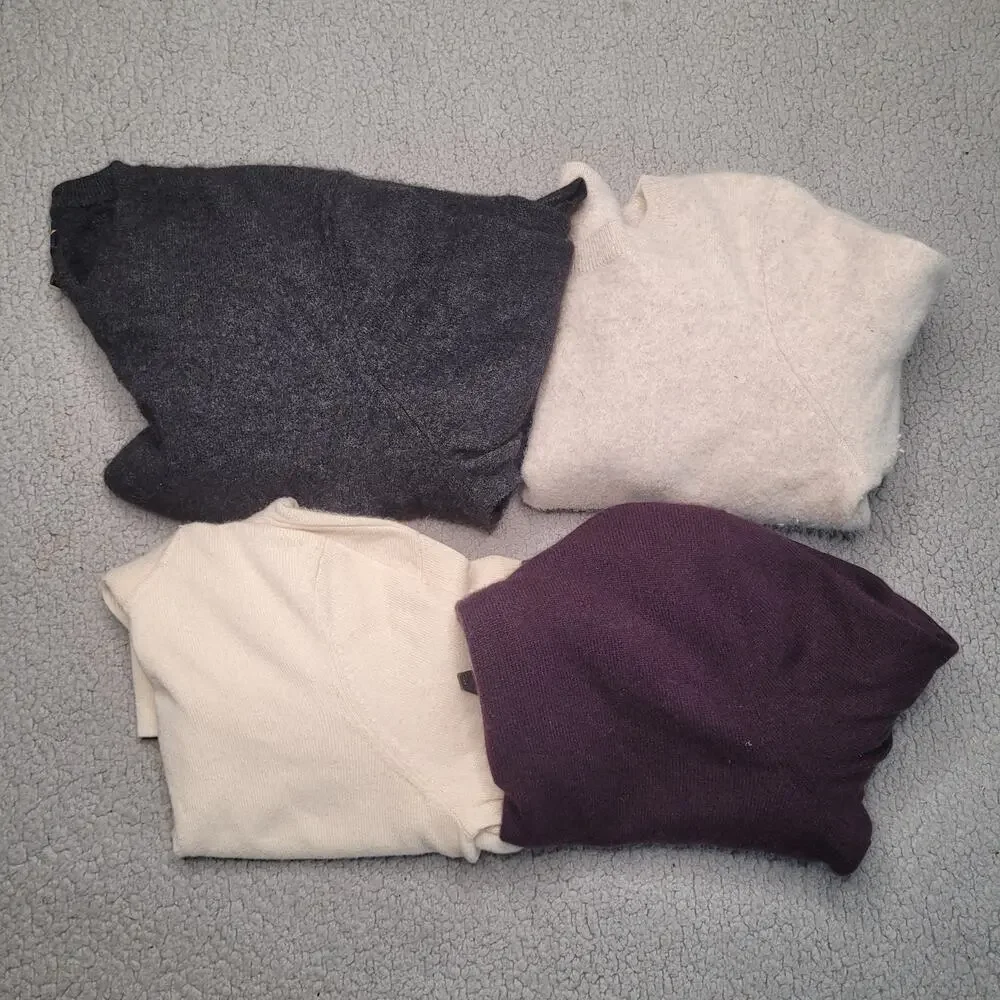 4pc CASHMERE Sweaters Tops Lot Crafts‎ Cutter Flaws Holes Upcycle Fabric DIY